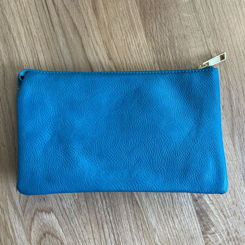Teal clutch or purse with removable strap